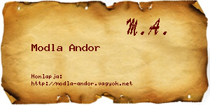Modla Andor névjegykártya